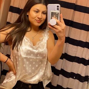 White silk tank